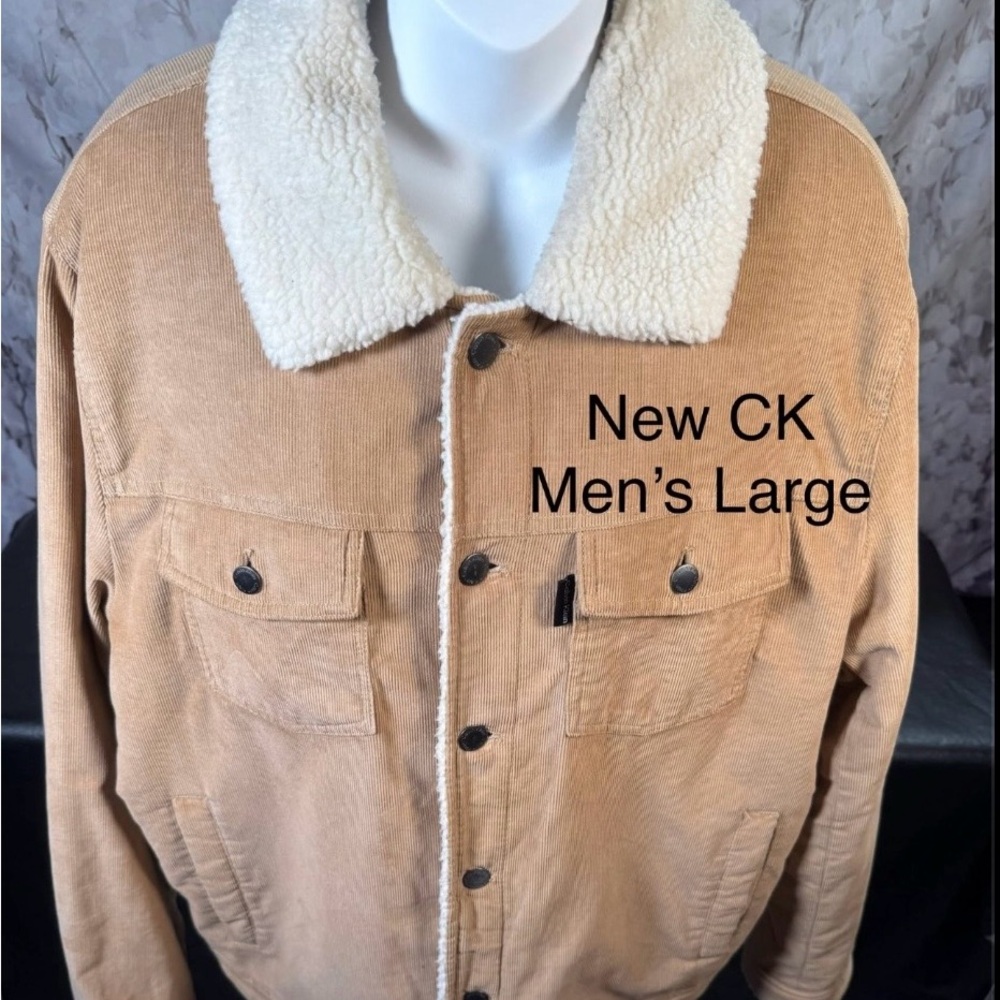 Calvin Klein Collection Tan Sherpa Collar Jacket